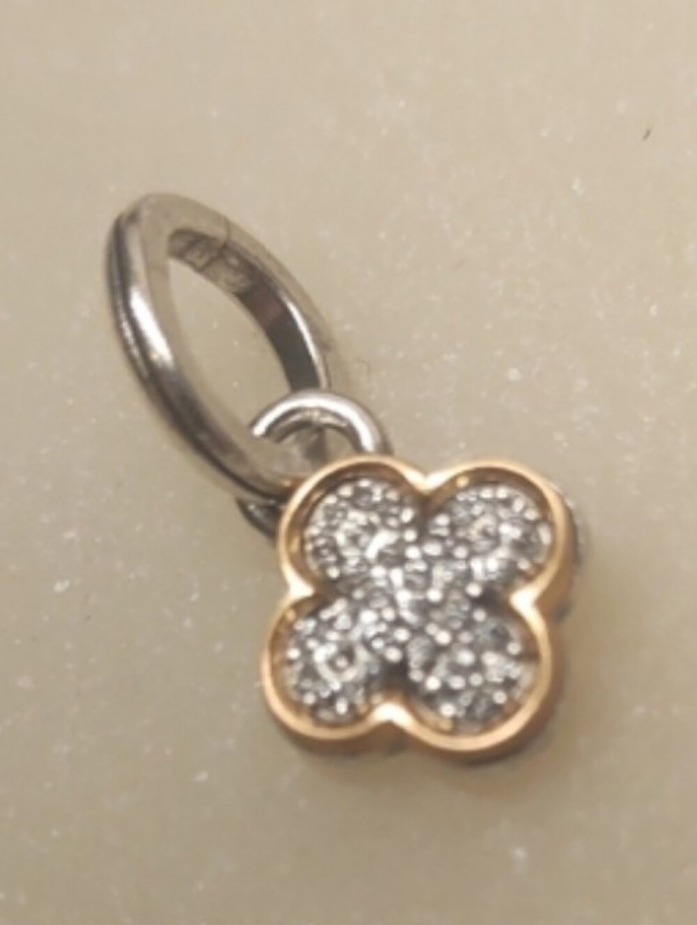 Brighton Massandra Swarovski Crystal Two Tone Clover Amulet Charm Gold/Silver